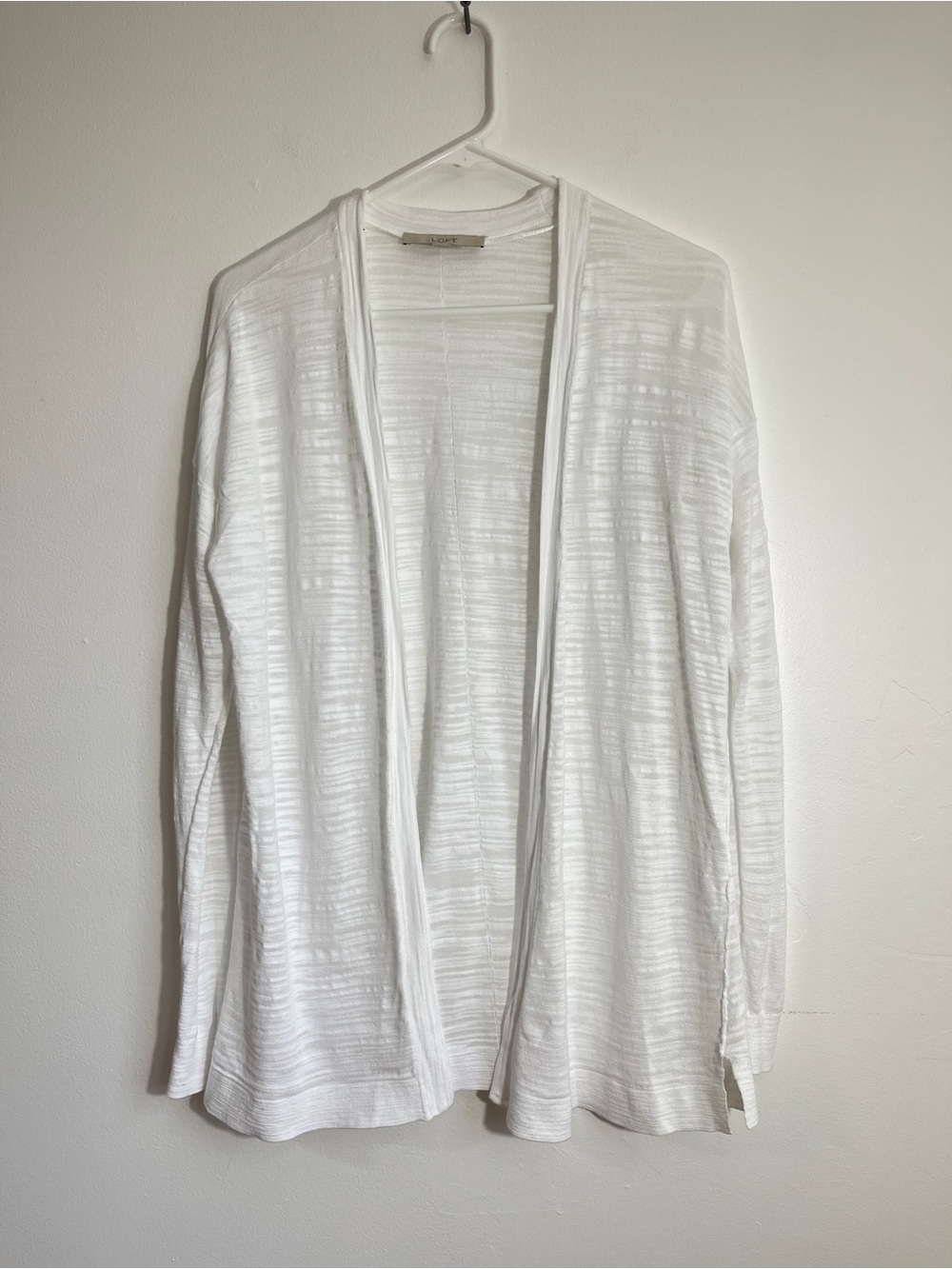 LOFT White Open-Front Lightweight Women's Cardigan Size S Cotton Nylon casual